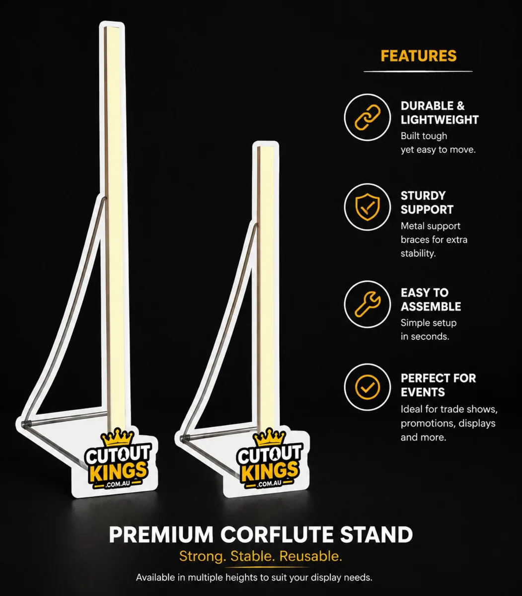 Premium Corflute Stand — strong, stable, reusable, with metal support braces